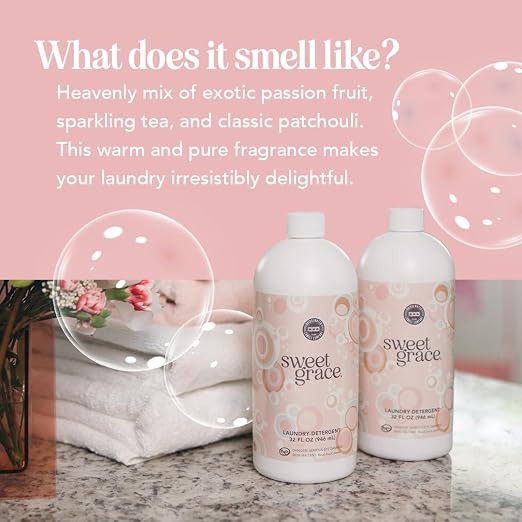 Bridgewater Candle Sweet Grace 32 oz Liquid Laundry Detergent Sweet Grace Scent, 32 oz, HE Compatible, Liquid, Fresh Laundry Detergent