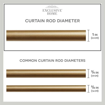 Exclusive Home Vine 1" Curtain Rod and Finial Set, Gold, Adjustable 36"-72"