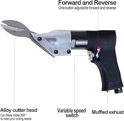 Pneumatic Scissors, 14in Air Shears, 2500rmp Pneumatic Metal Cutter Steel Straight Blade Scissors, for for Iron, Aluminum Sheet, Screen Mesh Hardware Processing (QJ-5807)