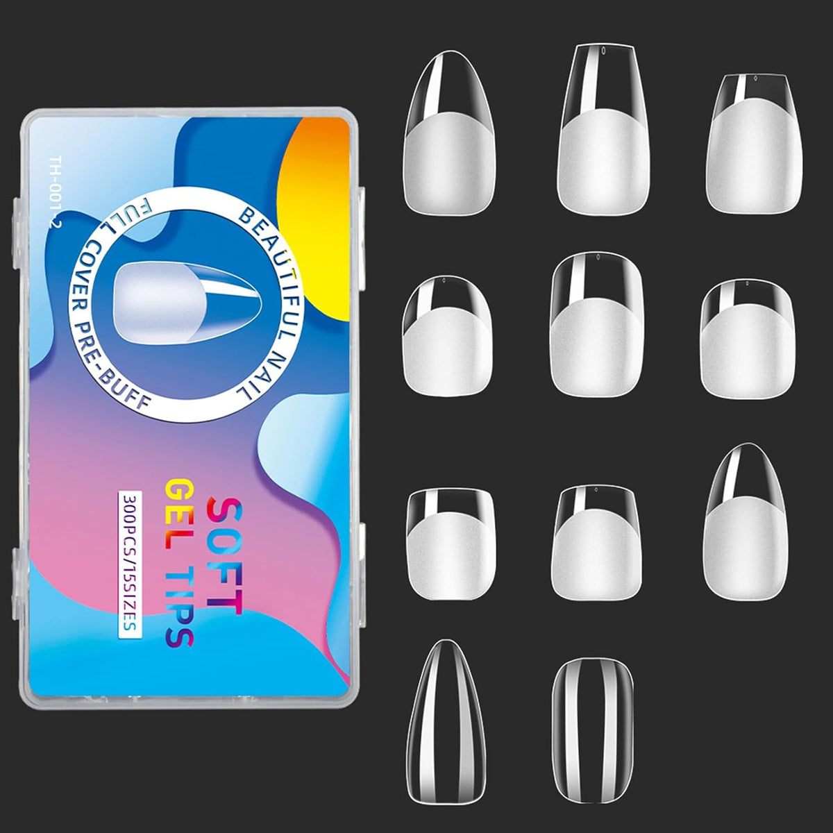 Press on Nails Short,300pcs Traceless Frosted ABS Artificial Nail Tips,NO Polishing Medium Design Matte Soft Gel Nail Tips for Extension Nail Salon (transparent, long trapezoid)
