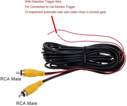 Car RCA CAR Reverse REVERSING Rear View Parking Camera Video Cable with Detection Wire Reverse Trigger Lead (6 Meters20FT)