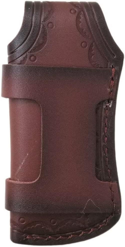 Jamal New Hand Made Carved Cow Leather Sheath for Folding Knife Cover Pouch Belt Clip