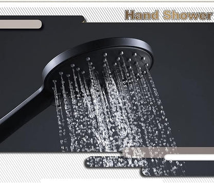 Handheld Shower Head 3 Spray Modes Adjustable Water Saving Shower Head Replacements Self-Cleaning Hand Shower with Easy-Cleaning Abs Plastic Nozzles,Black
