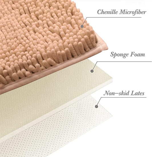 Non-Slip Bath Rug,Extra Soft Microfiber Bedroom Shag Carpet with Anti-Slip Backing,WaterDust Absorbent Fast Dry Shower Mat,Sound Insulated Stairs Pad,Machine Washable (Camel,12 x 19 Inches)