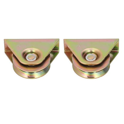 2Pcs Groove Pulley Wheel V Type Wall Mounted Alloy Steel Rope Blocks Rollers 48mm