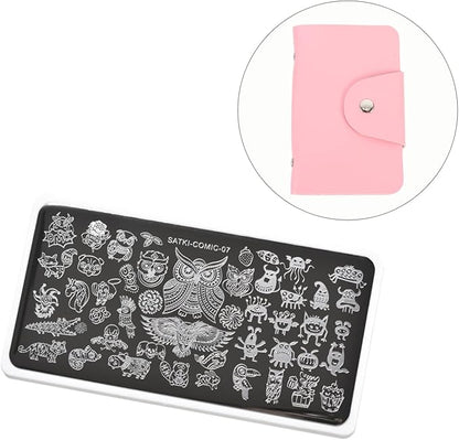 1pc Portable Nail Art Embossing Plate Holder Card Slots Compact Storage Pouch for Stamping Plates and Cards Stylish and Practical Manicure Organizer
