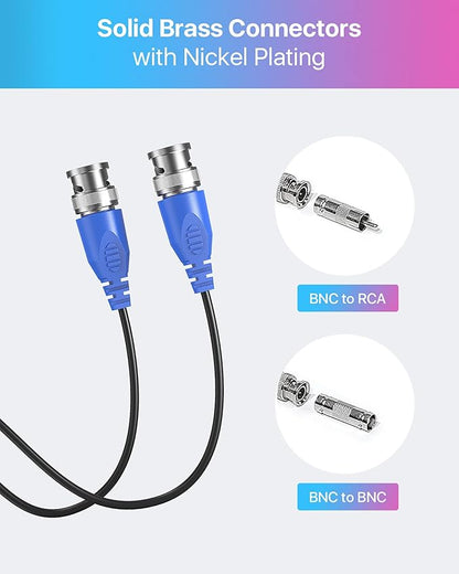 ZOSI 1 Pack 60ft 18m 2-in-1 Video Power Cable, BNC Extension CCTV Surveillance Camera Cables for 960H,720P,960P,1080P Video Security Systems (Included 1X BNC Connectors and 1X RCA Adapters)
