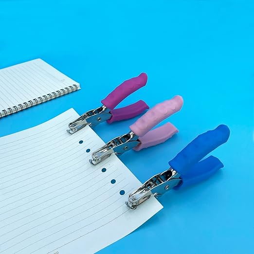 Single Hole Punch 14 Paper Hole Puncher for Crafts, One Hole Puncher with Blue Soft Grip Handle for Kids and Adults, Handheld Circle Punch for Paper Crafts in Home, Office, Classroom