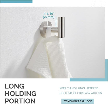 Angle Simple Robe Towel Hook, SUS 304 Stainless Steel Bathroom Hand Towel Coat Hook for Wall, Brushed Nickel