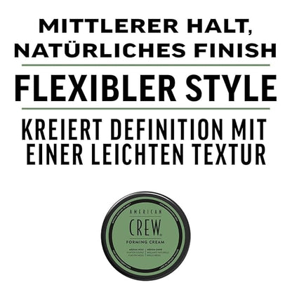 American Crew Men's Hair Forming Cream (OLD VERSION), Like Hair Gel with Medium Hold  Medium Shine, 3 Oz (Pack of 1)