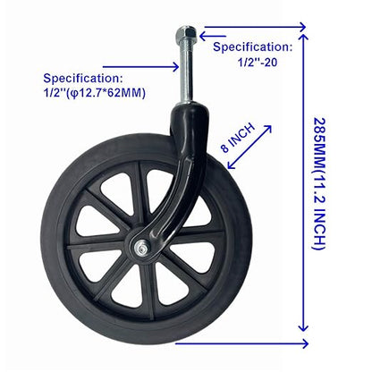 Wheelchair Accessories Caster Assembly with Steel Front Fork,Suitable for Installing 8 Inch Solid Casters.Widely Used in Most Manual Wheelchairs Black(1 Ea)