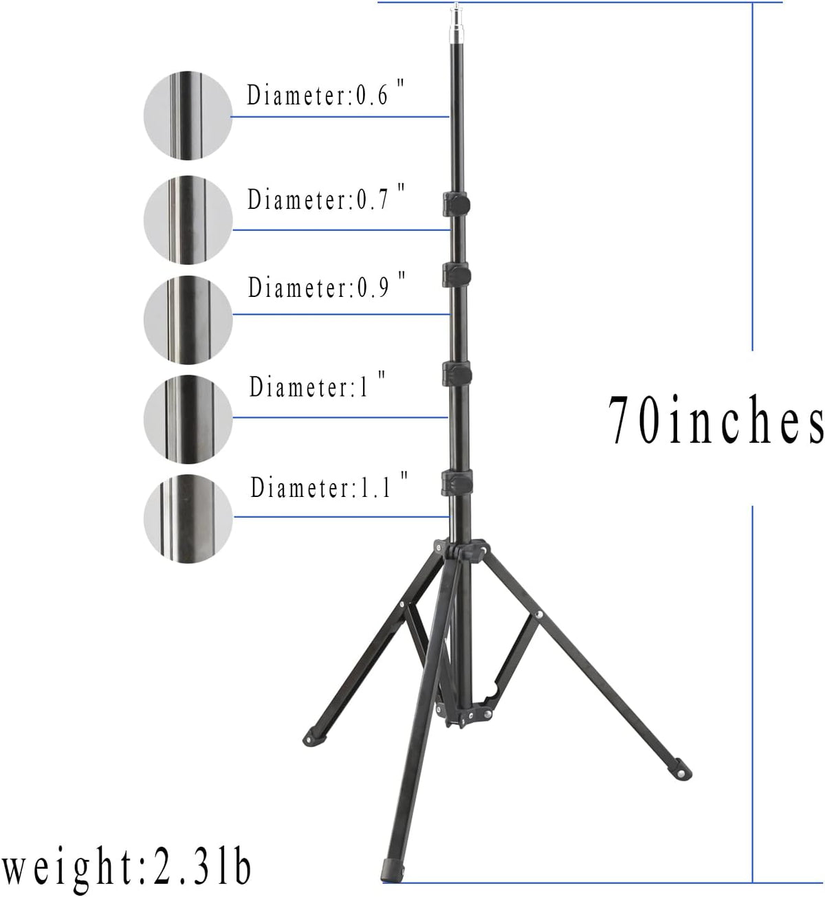 Light Stand, 72 inches led Light Stand Reverse Folding Light Tripod for Photography, Portable Light Tripod, Reflector Stand Suitable for Streaming, vlog, YouTube
