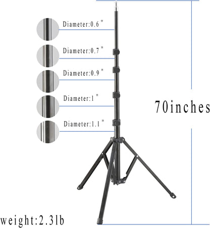 Light Stand, 72 inches led Light Stand Reverse Folding Light Tripod for Photography, Portable Light Tripod, Reflector Stand Suitable for Streaming, vlog, YouTube