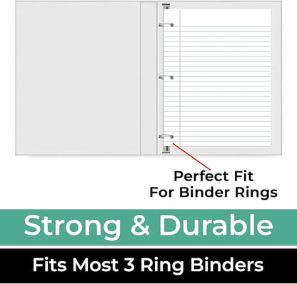 Loose Leaf Paper, 450 Sheets, 3 Pack, 56 gsm Wide Ruled Sheets, 8" x 10.5", Bulk Notebook Paper, 3 Hole Punched, 150 SheetsPack, Wide Ruled Paper for Binders, Loose Leaf Office Paper, White