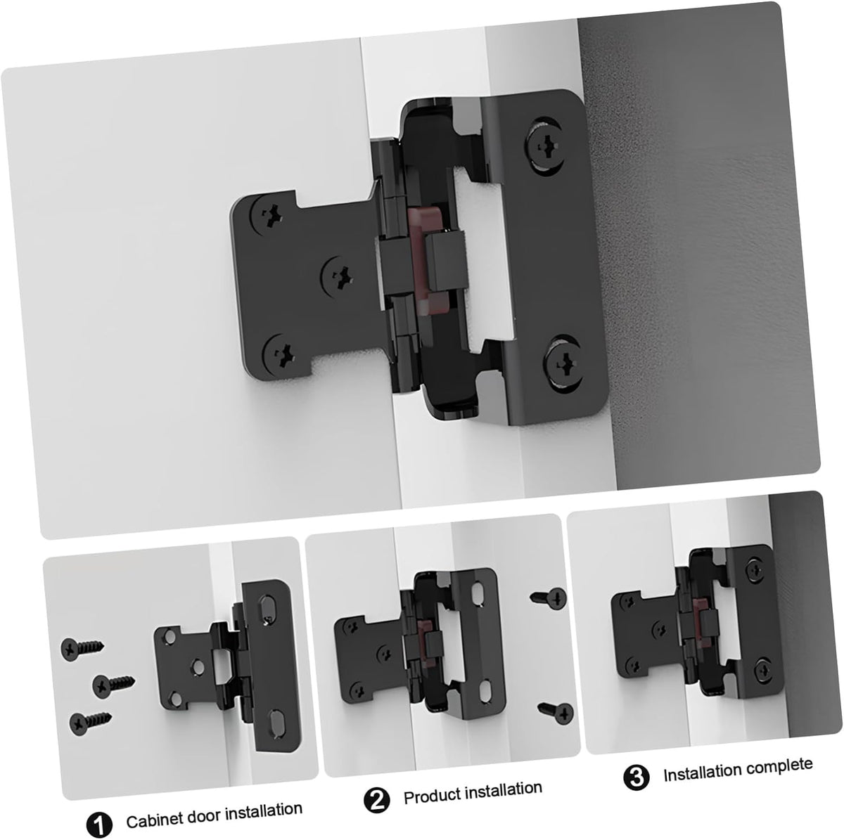 Mipcase 2sets Overlay Self Closing Cabinet Hinges Soft Close Door Hinges for Kitchen Furniture Automatic Closer Smooth Cold-Rolled Versatile Use Cabinets and Wardrobes