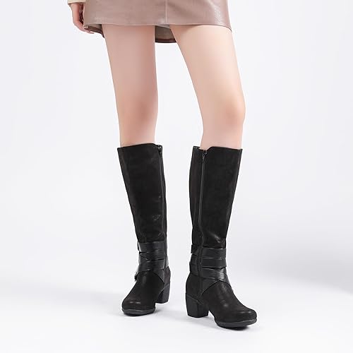 Women's Knee High Boots with Chunky Heel, Pointed Toe, Comfortable and Fashionable for Fall and Winter Wear for Women.