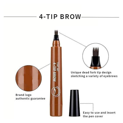Lightsbetter Waterproof Brow Pen, Tint My 4 Tip Brow Waterproof, 4 Tipped Precise Brow Pen, Microblading Eyebrow Pen 4 Fork Tip Tattoo Pencil (4)