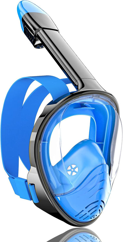 QingSong Full Face Snorkel Mask for Adults, Snorkeling Gear with Camera Mount, 180 Degree Panoramic View Snorkel Set Anti-Fog Anti-Leak