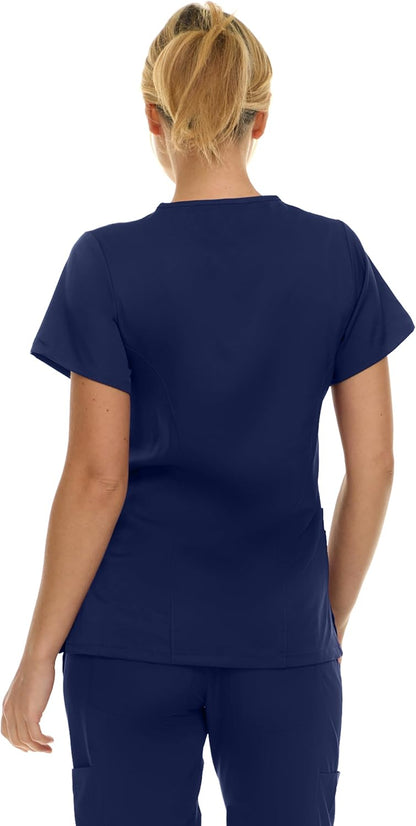 Women Scrubs V-Neck Three Pocket Scrub Top with 4-Way Stretch, Available in Over 20 Colors
