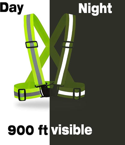 DUSKCOVE 2 Pack Hi Vis Safety Vests - Adjustable Bright Neon Color High Visibility Reflective Safety Straps Gear for Traffic Control, Running, Cycling