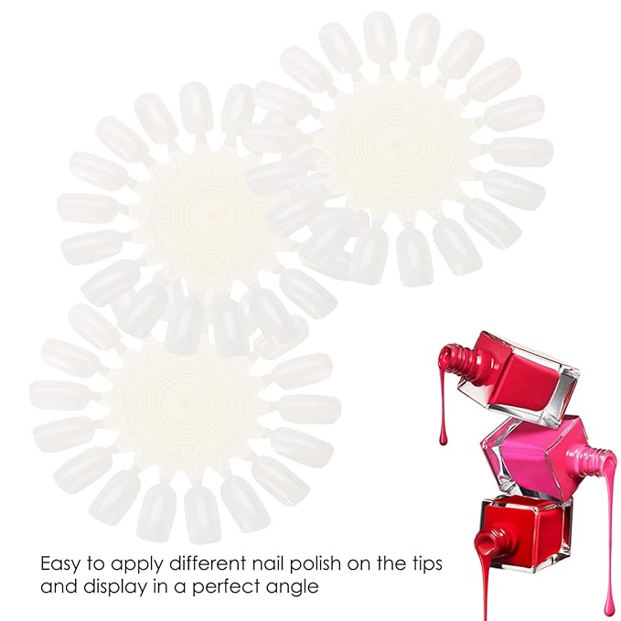 Nail Display Swatches Wheel, 10Pcsset False Nail Polish Gel Professional 18 Colors Nail Art Practice Card Design Board
