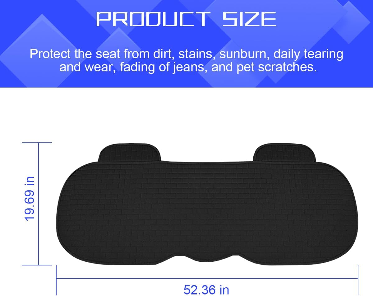 Osilly Car Back Seat Cover, Anti-Slip Long Vehicle Rear Bench Protectors with Storage Pocket, Breathable Comfortable Auto Interior Seating Bottom Protection Accessories, Universal Fit (Black)