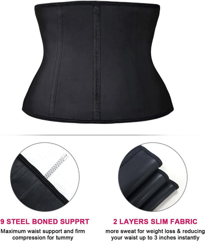 YIANNA Waist Trainer for Women Latex Underbust Waist Cincher Corset Sport Girdle Hourglass Body Shaper