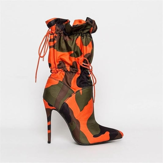 Boots For Women High-heeled Shoes, Middle-tube Boots, Thin High-heeled Lace-up Women's Shoes