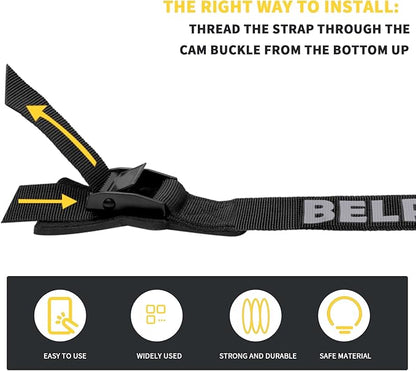 Tie Down Straps with Cam Buckle, Lock Hook Padded Lashing Strap 2765 Lbs Break Strength for Cargo, Motorcycle, Truck, Boat, Dirt Bike, Mattress, Cooler Kit(1" x 12')