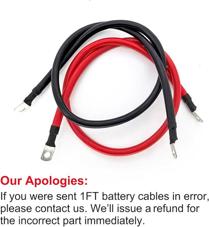 6 AWG Battery Cable 3FT 6 Gauge Pure Copper Battery Inverter Cables with 516 in Lugs Both Ends Power Inverter Wire Set for Automotive Solar Power Inverter Marine Boat RV Car Motorcycle (3FT)