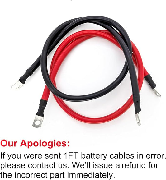 6 AWG Battery Cable 3FT 6 Gauge Pure Copper Battery Inverter Cables with 516 in Lugs Both Ends Power Inverter Wire Set for Automotive Solar Power Inverter Marine Boat RV Car Motorcycle (3FT)