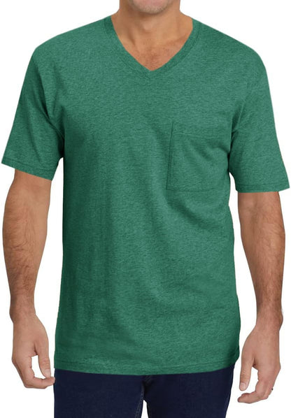 DHIGALI Mens Short Sleeve Pocket T-Shirts Casual Summer Cotton V Neck Tee Tops