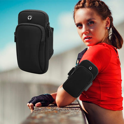 Phone Holder for Running, Walking, Workout, Under 7 in Armband Smartphone Holder, Phone Pouch Cards Keys Wallet, Gym Sports Arm Bands Sleeve Fit Women Men(Color:Black