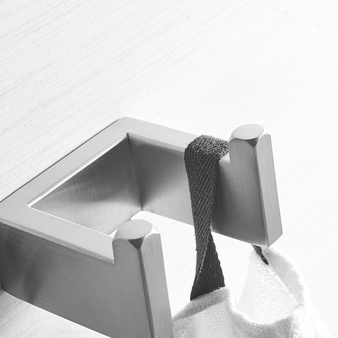 Elegant Double Towel Hook for Organized Serenity, Durable Stainless Steel Design, Any Bathroom Decor, Brushed Nickel