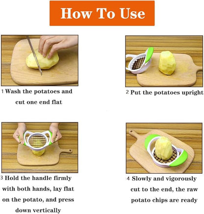Potato Fries Cutter Machine, Multi- purpose Stainless Steel Carrot Vegetable Potato Slicer Apply to Restaurant Home Kitchen, French Fry Cutter Handheld