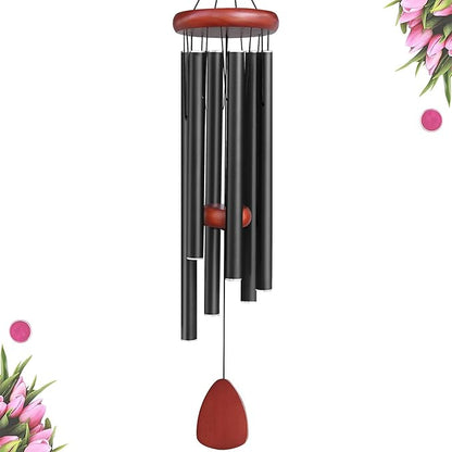 Large Aluminium Wind Chimes Outside, Soothing Melodic Wind Chime, Suitable Outdoor Garden Patio Decor, Gift for Mom Women Neighbors (36 Inches Black)