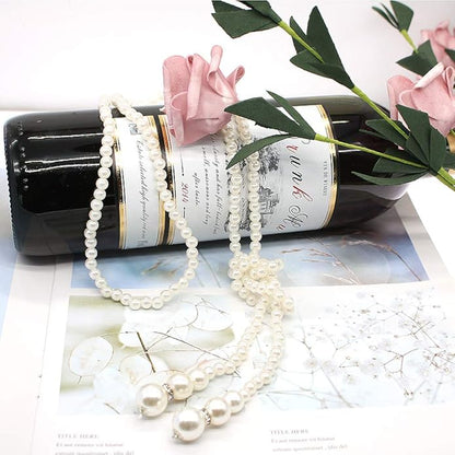 HSQYJ White Crystal Pendant Necklace Long Sweater Necklace Fashion Jewelry for Women