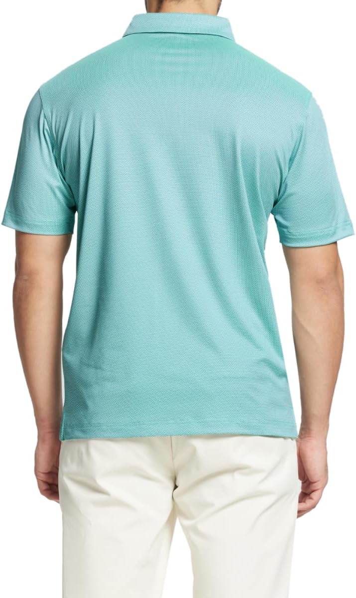 Rouen Mens Polo Shirts Short Sleeve Soft Lightweight Performance Dry Fit Jacquard Casual Collared Golf Polo Shirts for Men