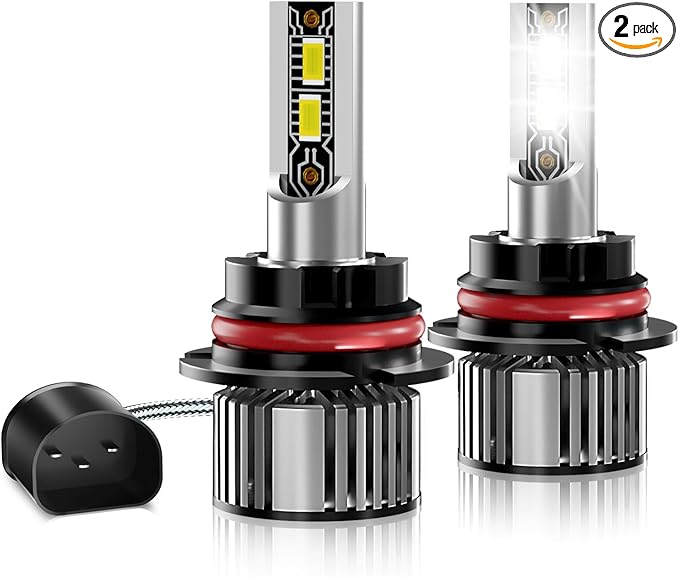 9007 Light Bulb, 600 Brightness 24000LM Super Bright, Halogen Replacement with Cooling Fan, IP68 Waterproof, Pack of 2