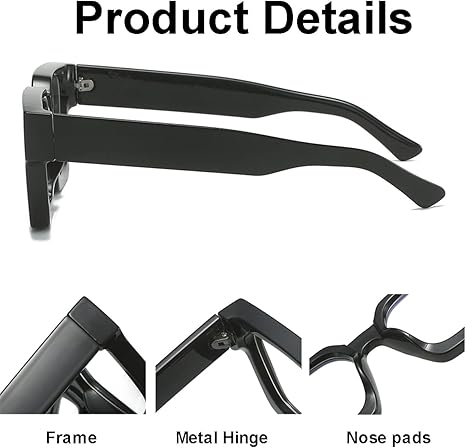 JOVAKIT Fashion Square Blue Light Glasses for Men Women Simple Designer Style Thick Frame Computer Eyeglasses Anti Eyestrain