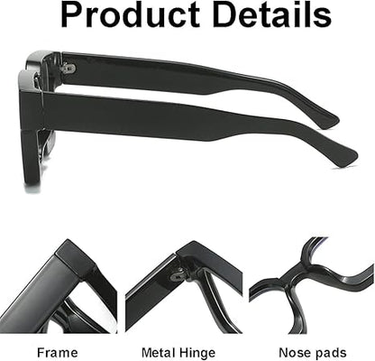 JOVAKIT Fashion Square Blue Light Glasses for Men Women Simple Designer Style Thick Frame Computer Eyeglasses Anti Eyestrain