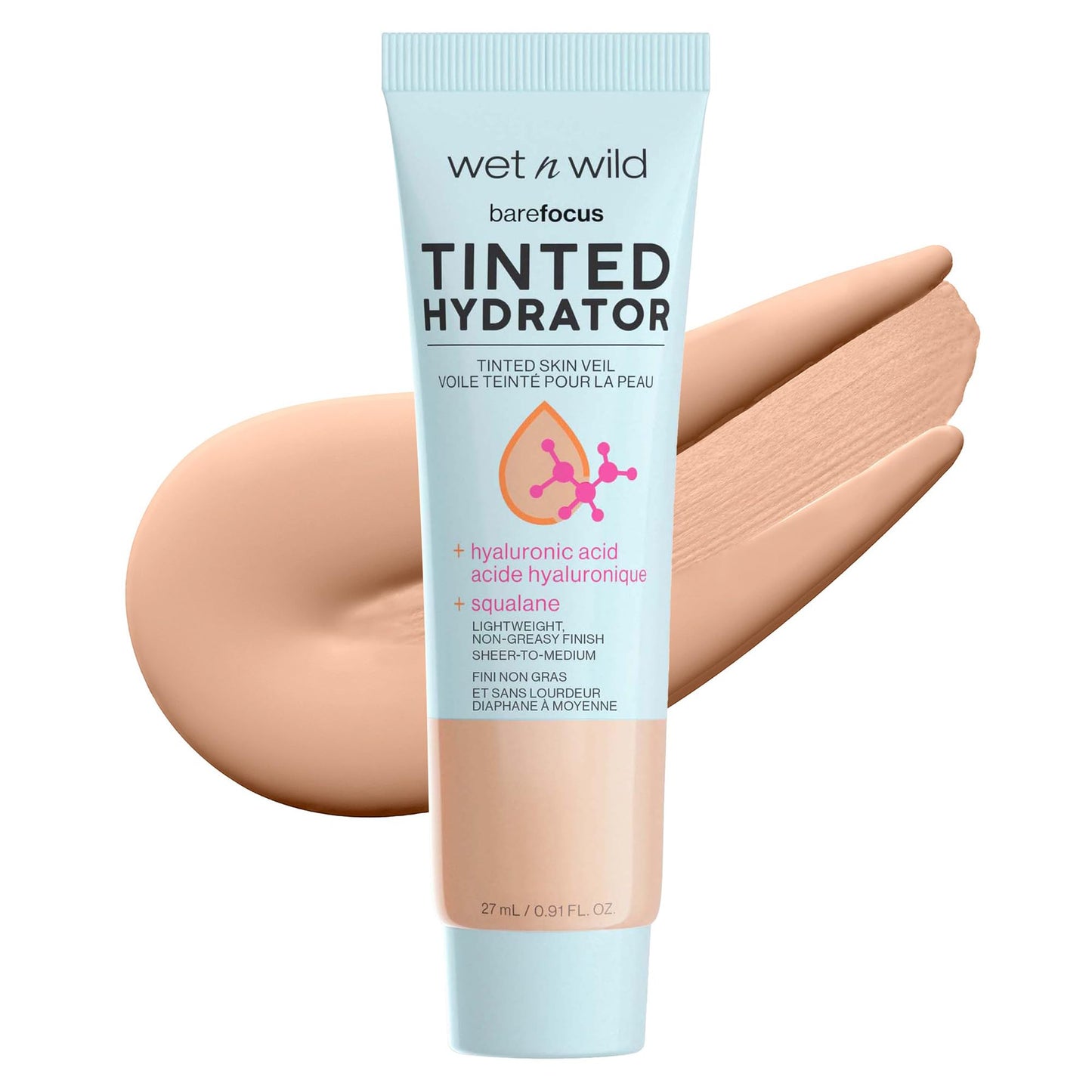 wet n wild Bare Focus Tinted Hydrator Tinted Skin Veil (No Box), Lightweight Buildable Coverage with Hyaluronic Acid & Vegan Squalane, Semi-Matte Finish, Cruelty-Free - Light
