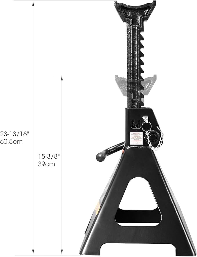 Torin AT46002AB-1 Double Locking Steel Jack Stands, 6 Ton (12,000 LBs) Capacity, Black, 1 Pair