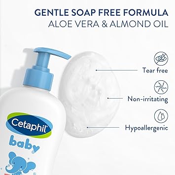 Cetaphil Baby Wash  Shampoo, 13.5oz Pack of 2, Hypoallergenic, Gentle Enough for Everyday Use, Soap Free