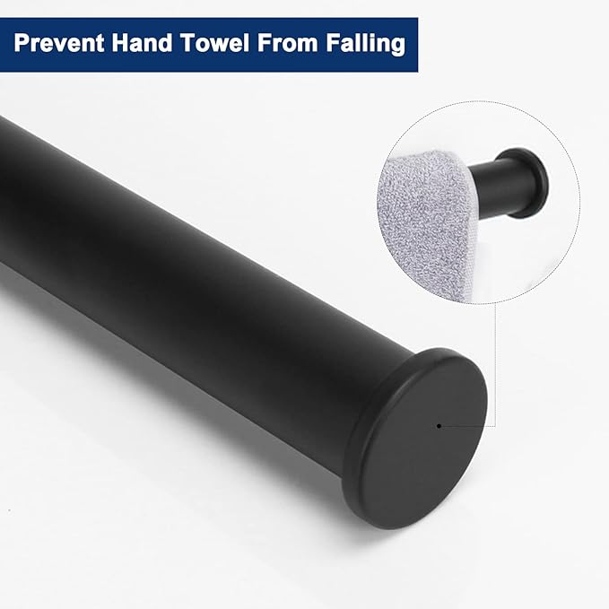 NearMoon Hand Towel HolderTowel Ring, Thicken Stainless Steel Hand Towel Bar for Bathroom, Rustproof Wall Mounted Towel Rack, Contemporary Style Bath Accessories, 9 Inch (1 Pack, Matte Black)