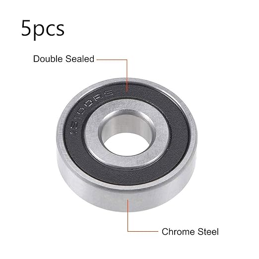 TOP-VIGOR 5Pcs 16100-2RS Deep Groove Ball Bearings, Z1 10mm x 28mm x 8mm Double Sealed Industrial Bearings, Chrome Steel Skateboard Bearings for Electrical Instrument Equipment