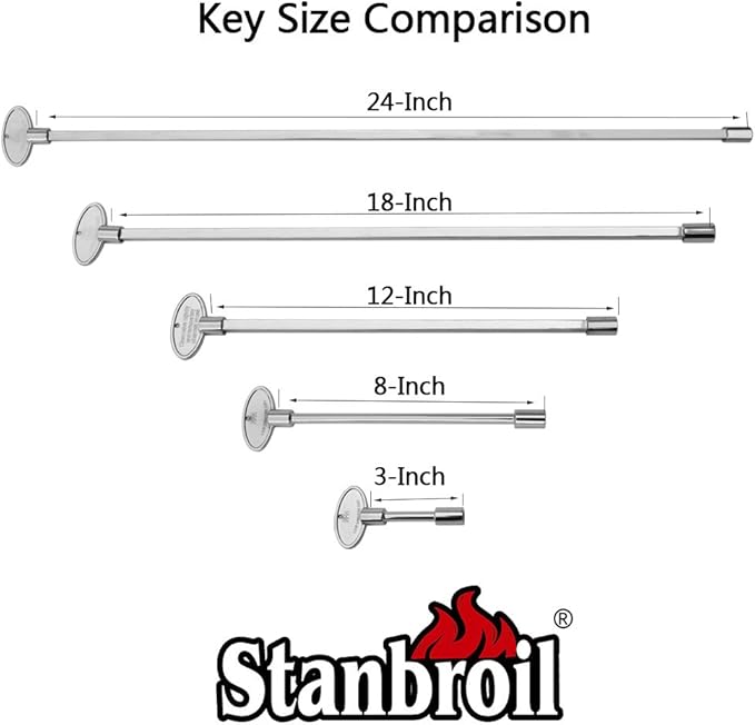 Stanbroil Universal 18-Inch Gas Valve Key, Fits 14" and 516" Turn Ball Valve for Fire Pits and Fireplaces, Polished Chrome