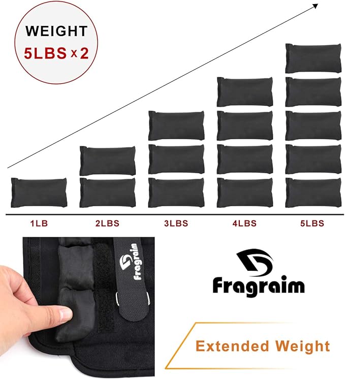 Fragraim Adjustable Ankle Weights 1-3456810121520 LBS Pair with Removable Weight for Jogging, Gymnastics, Aerobics, Physical Therapy