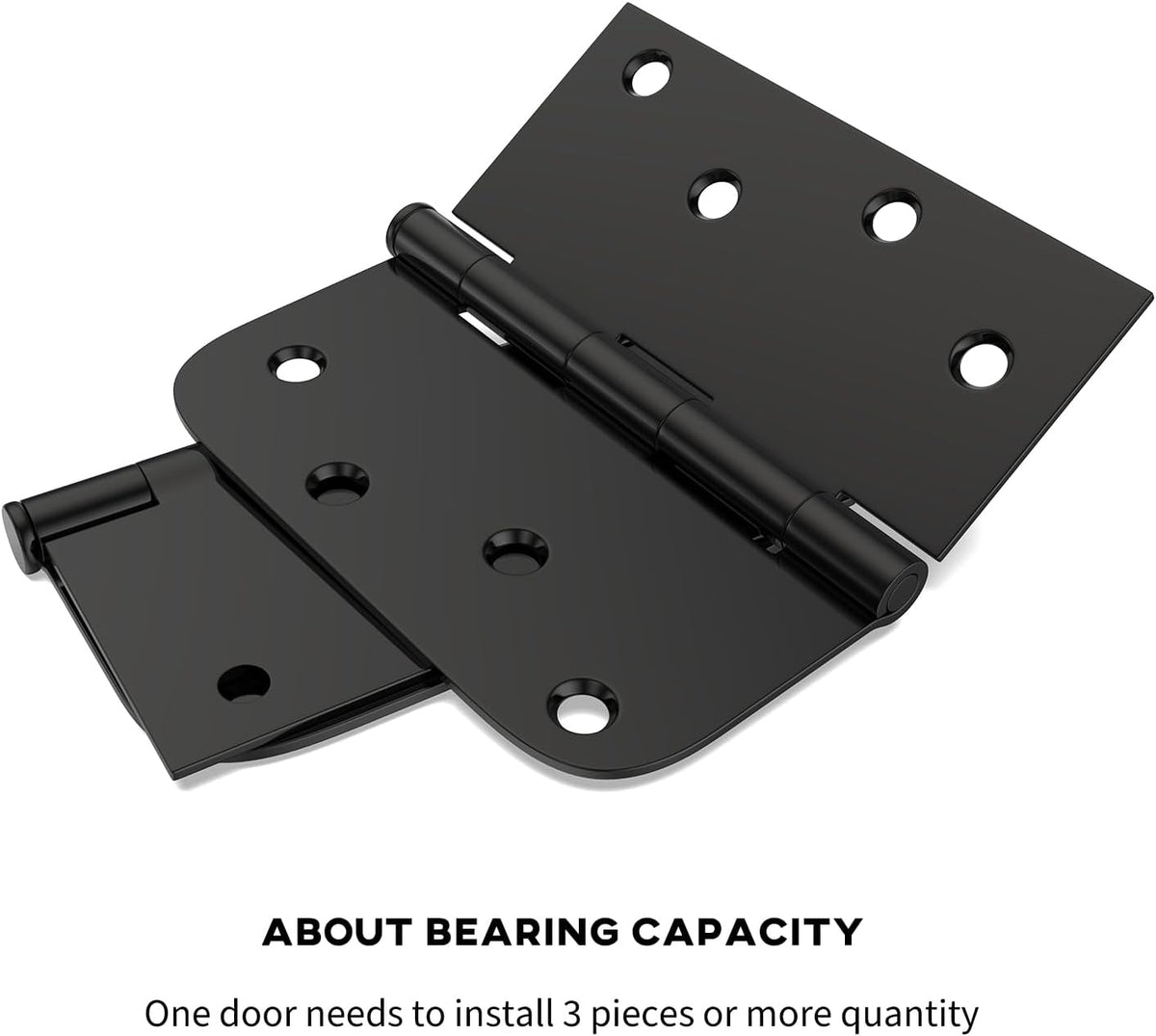 goldenwarm 3 Pack 4in Black Door Hinges Interior Door Hinges Black Matte 4 x 4 Inch with Square & Round Corners, Iron Material