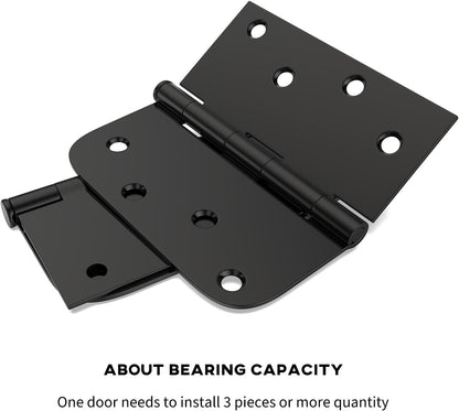 goldenwarm 3 Pack 4in Black Door Hinges Interior Door Hinges Black Matte 4 x 4 Inch with Square & Round Corners, Iron Material